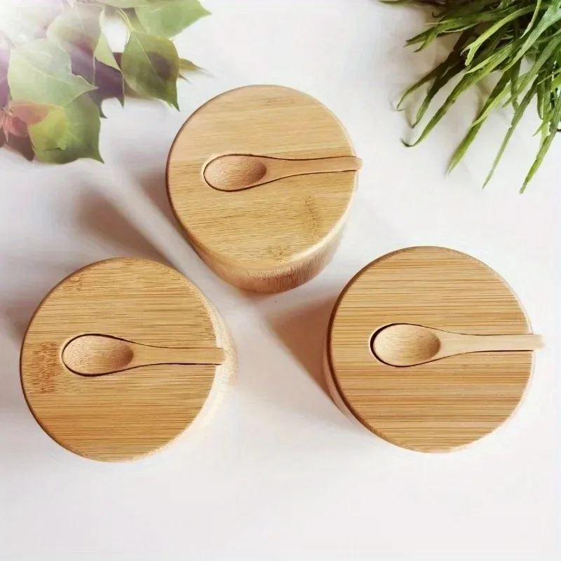 Kitchen Appliances Organizer - 대나무 소금 후추 양념통 세트 나무