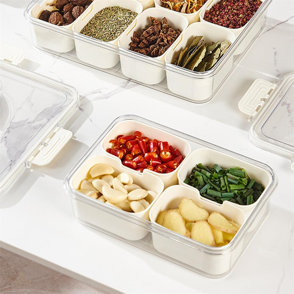 휴대용 식품 보관함, 스낵 보관함, 뚜껑이 있는 4칸, - Kitchen Appliances Organizer 리뷰 및 가격