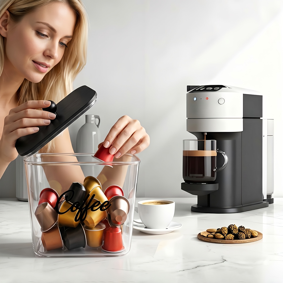 뚜껑이 있는 커피 포드 홀더 플라스틱 보관함 K컵 정리 - Kitchen Appliances Organizer 리뷰 및 가격