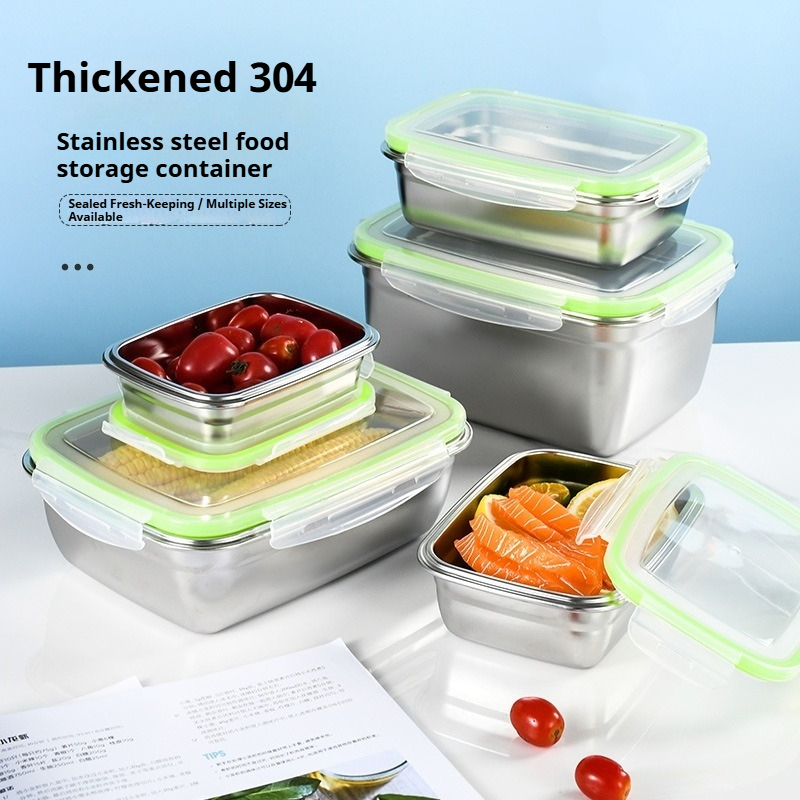 304 스테인리스 스틸 도시락 세트, 실리콘 투명 뚜껑 - Kitchen Appliances Organizer 리뷰 및 가격