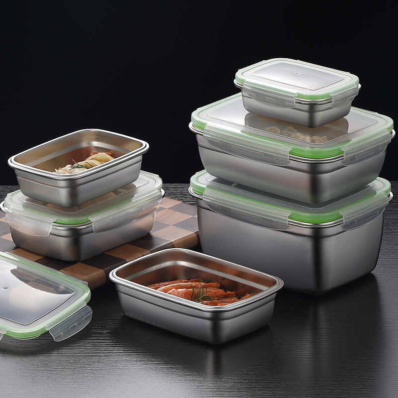 304 스테인리스 스틸 도시락 세트, 실리콘 투명 뚜껑 - Kitchen Appliances Organizer 리뷰 및 가격
