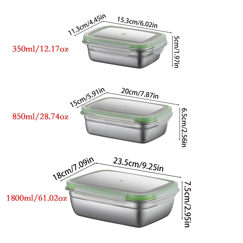 304 스테인리스 스틸 도시락 세트, 실리콘 투명 뚜껑 - Kitchen Appliances Organizer 리뷰 및 가격