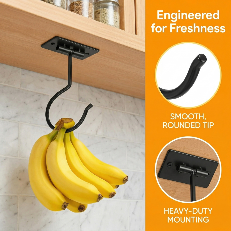 블랙 메탈 셀프 접착식 바나나 걸이 접이식 수납 랙 공 - Kitchen Appliances Organizer 리뷰 및 가격