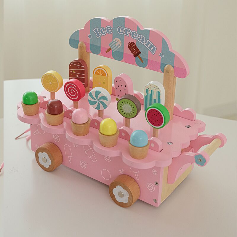 어린이 나무 아이스크림 카트 장난감 세트 소녀 주방 액 - Kitchen Appliances For Kids 리뷰 및 가격